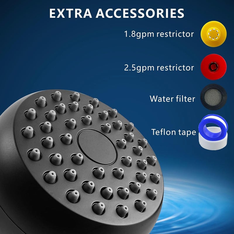 Nuodan High Pressure Shower Head - Powerful Bathroom Pressure Boosting Showerhead - Perfect Universal Replacement for Rain Shower Heads(Matte Black) - Image 3